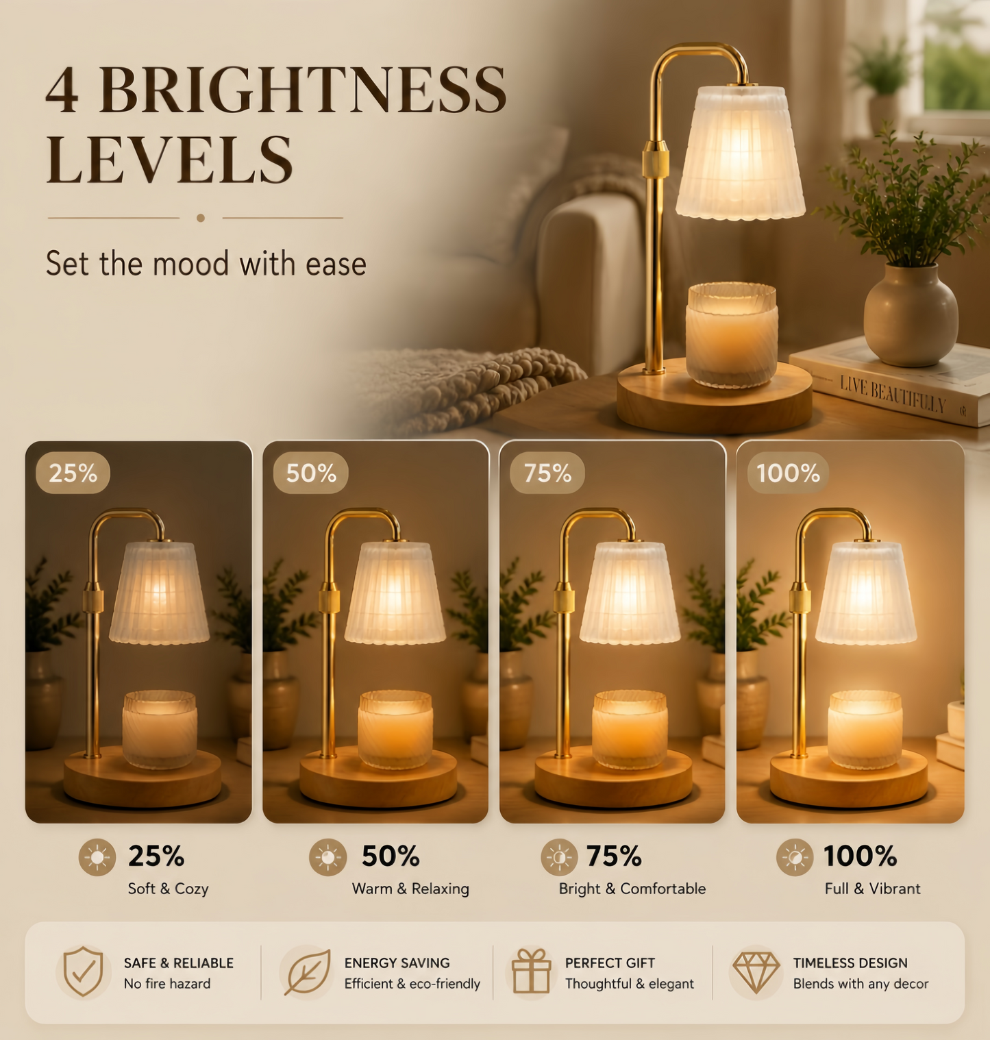 Wood •  Gold • Fluted